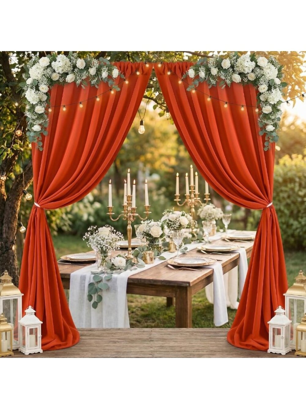 20ft x 10ft Rust Backdrop Curtains - Thanksgiving Photo Drapes, Polyester Decor